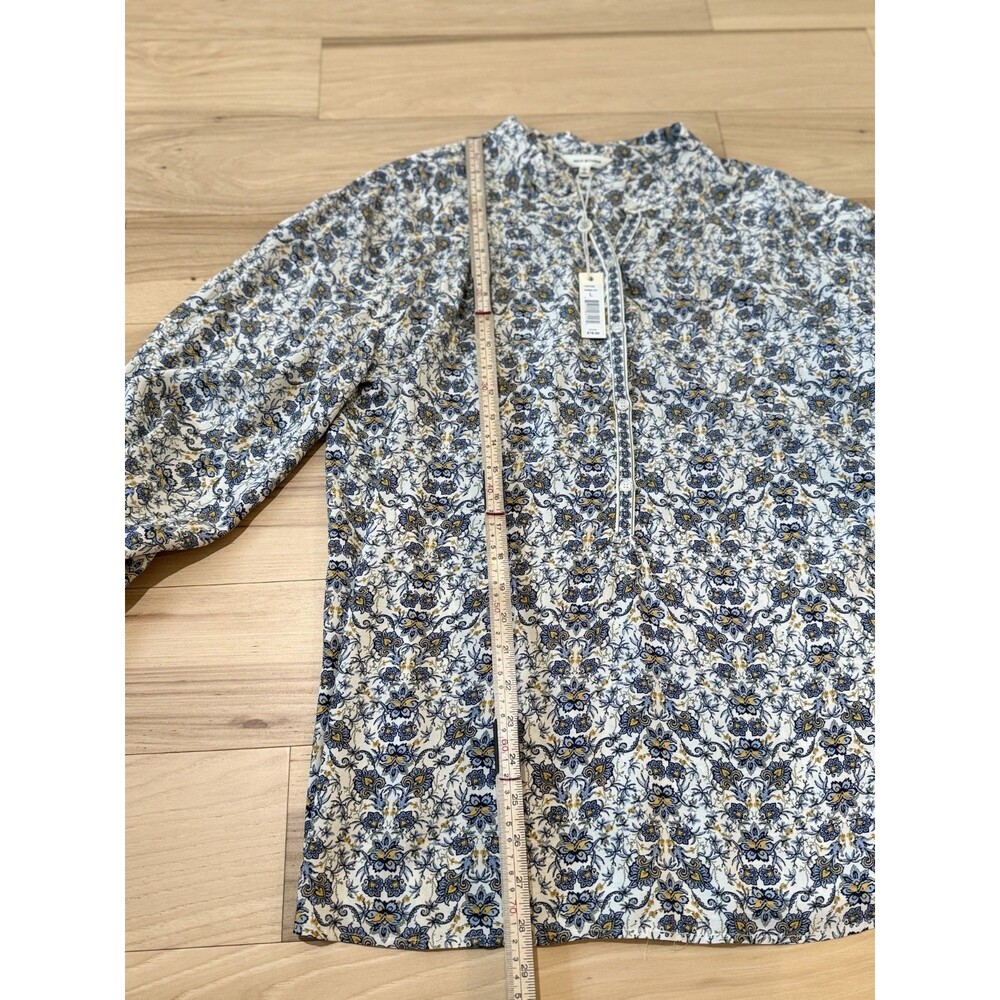 NWT Max Studio Floral  op Womens Sz L 3/4 Sleeve Button Peasant Resort Scandi - Picture 8 of 10